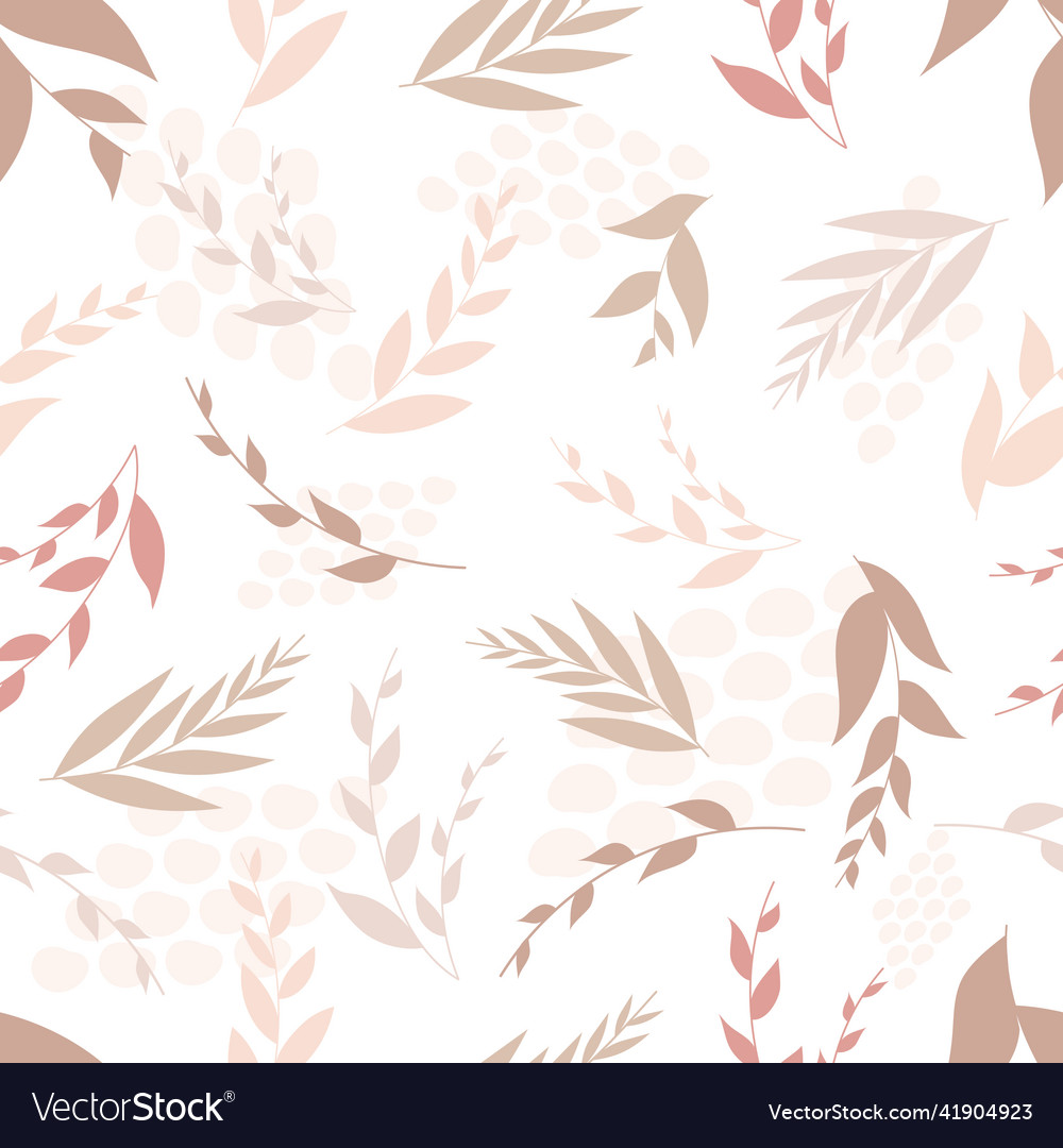 Seamless pattern with beige leaves vector image Seamless pattern with beige leaves
