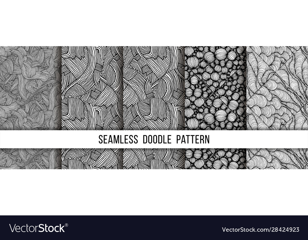 Set hand drawn seamless grunge textures