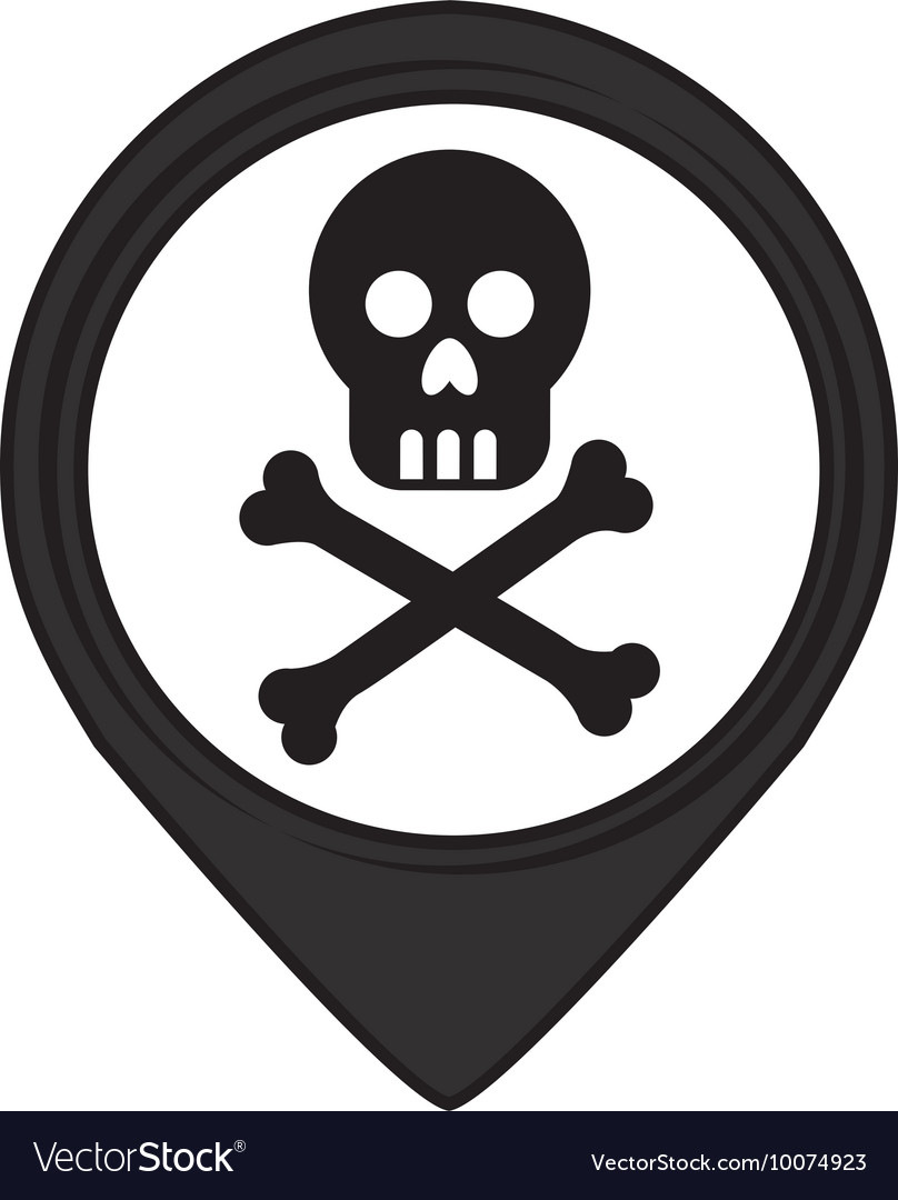Skull pin pointer caution signal icon