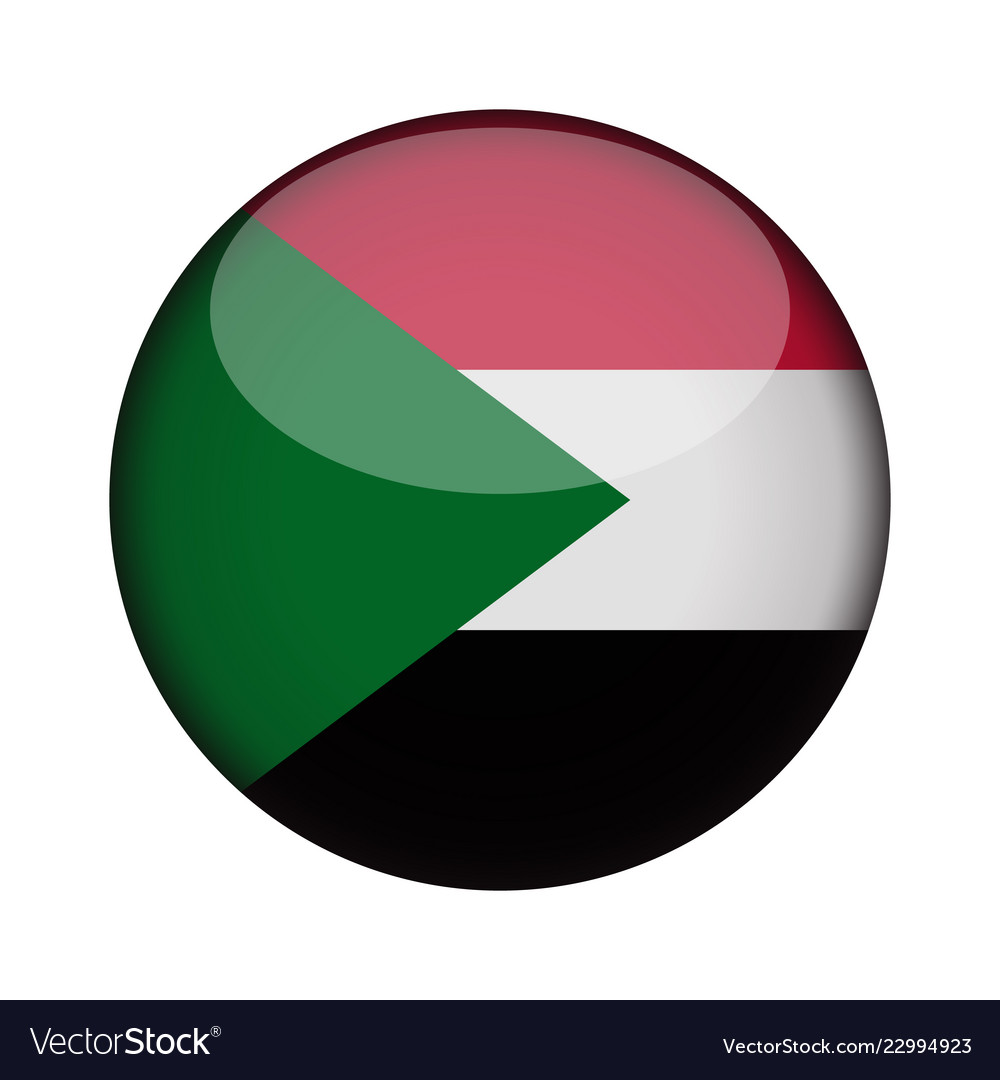 Sudan-Flagge in glänzender runder Taste des Symbols