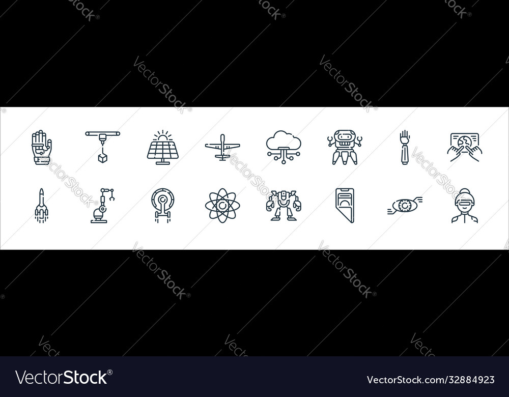 Technology future line icons linear set vector image Technology future line icons linear set