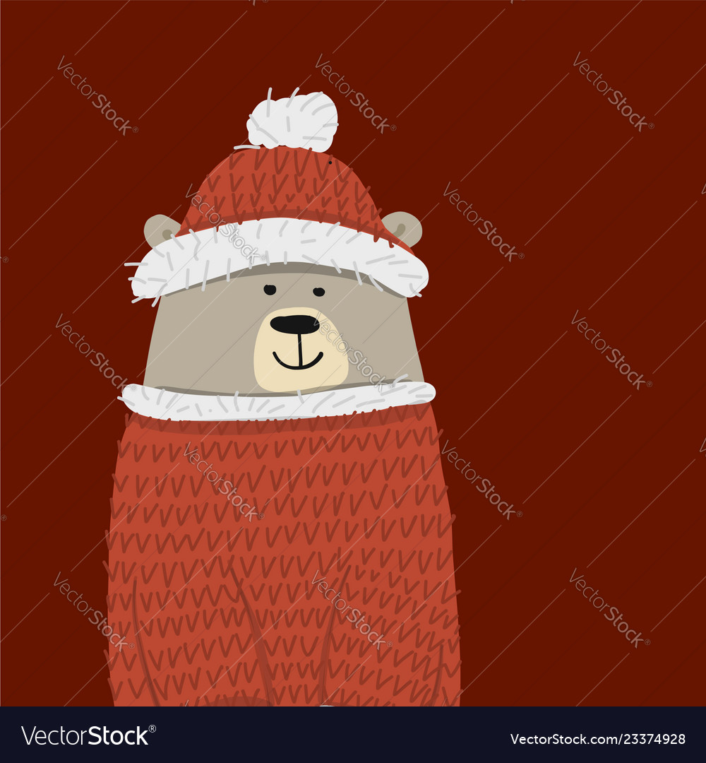 Christmas card with santa bear