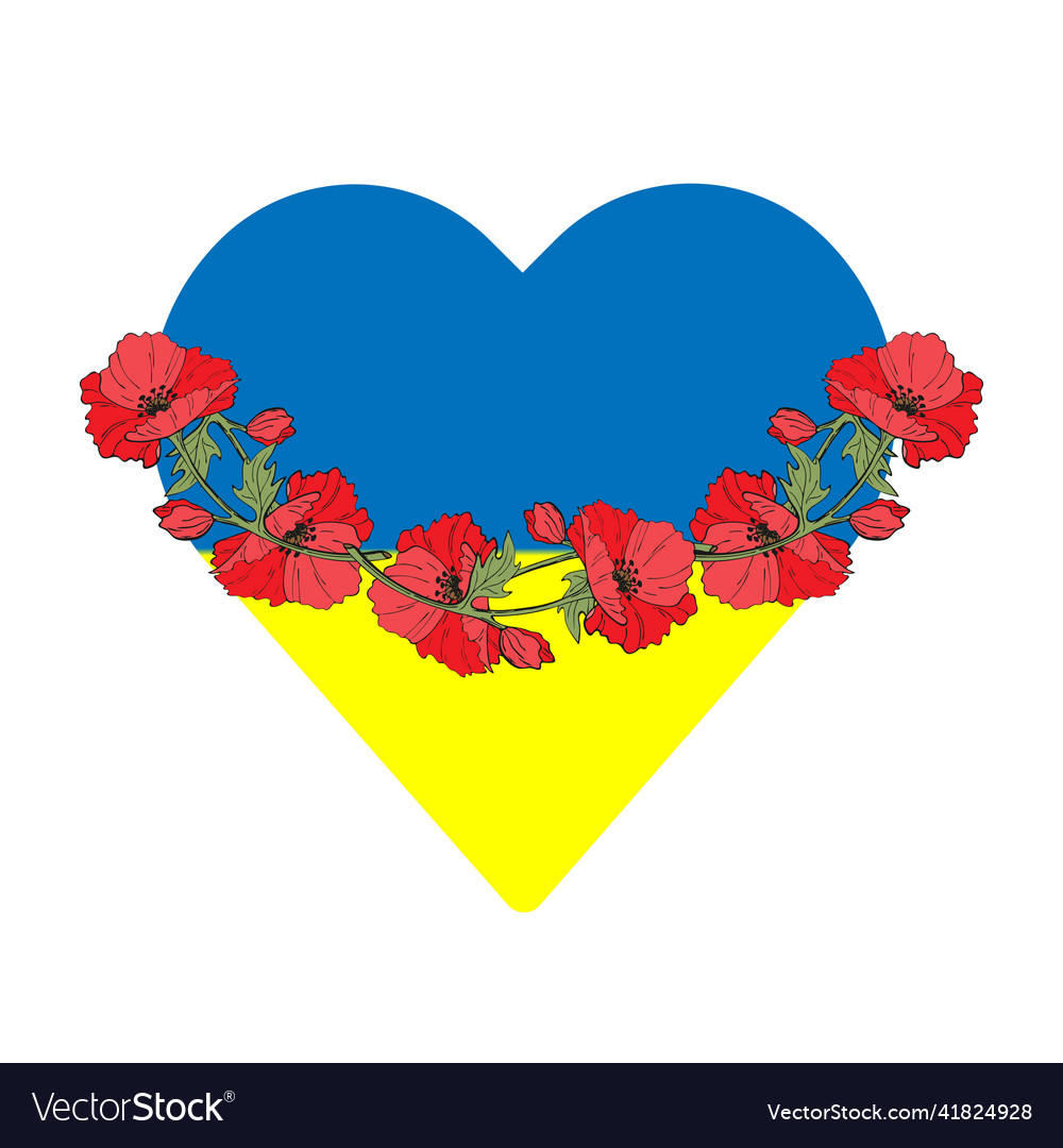 Herz der Ukraine - Poppy & Flagge