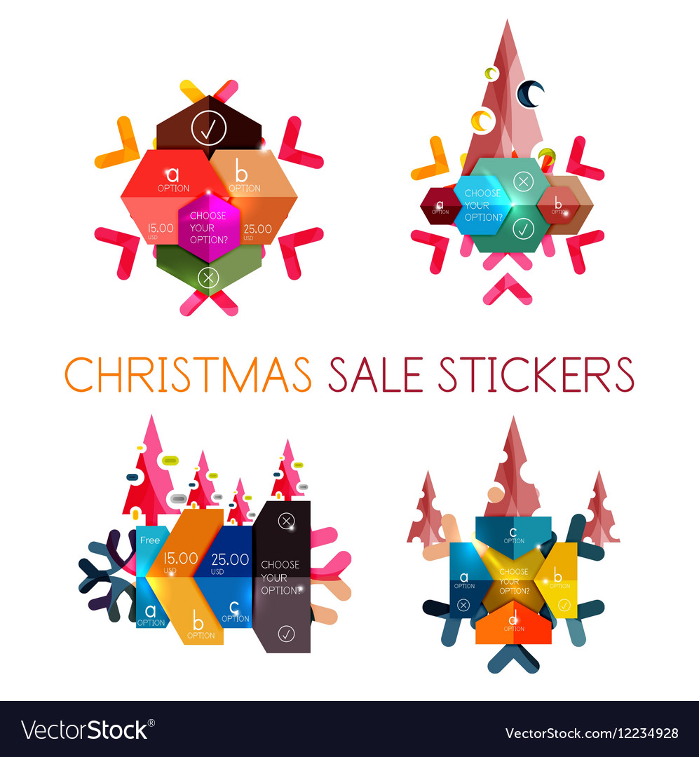 Paper christmas greeting card banners with text Vector Image