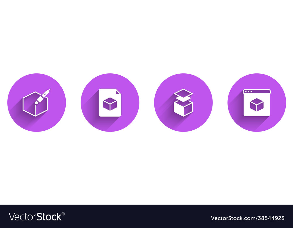 Set 3d pen tool isometric cube file layers vector image Set 3d pen tool isometric cube file layers