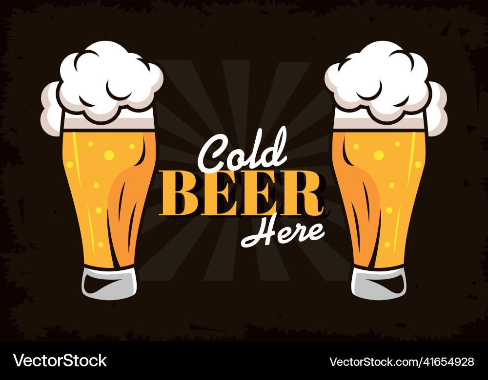 Two beers glasses Royalty Free Vector Image - VectorStock