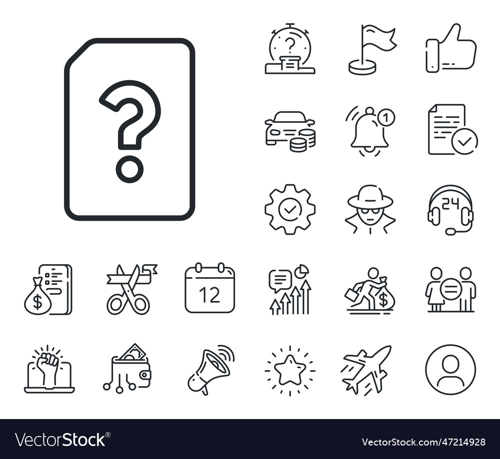 Unknown document line icon file with question vector image Unknown document line icon file with question