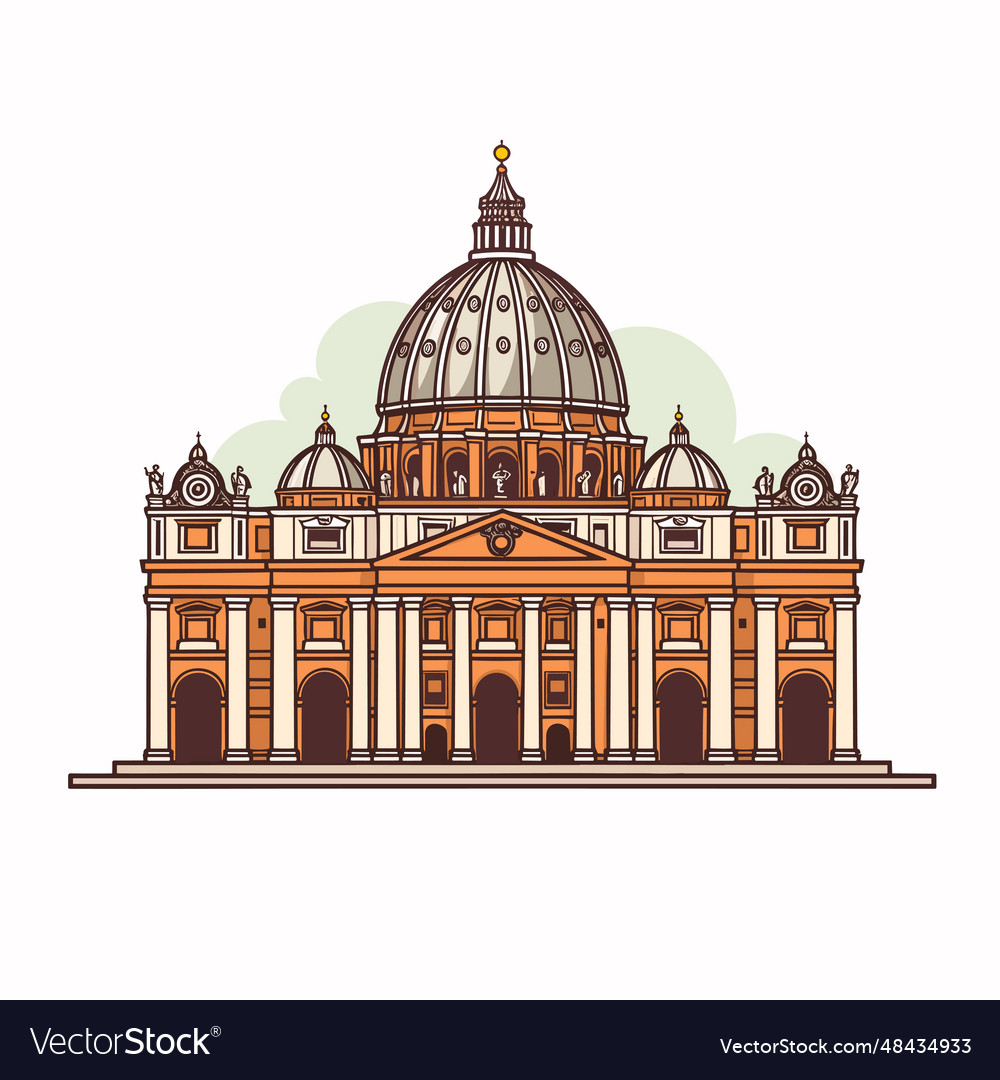 Basilica of saint peter hand-drawn comic Vector Image