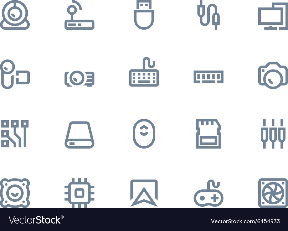 Computer components icons line series