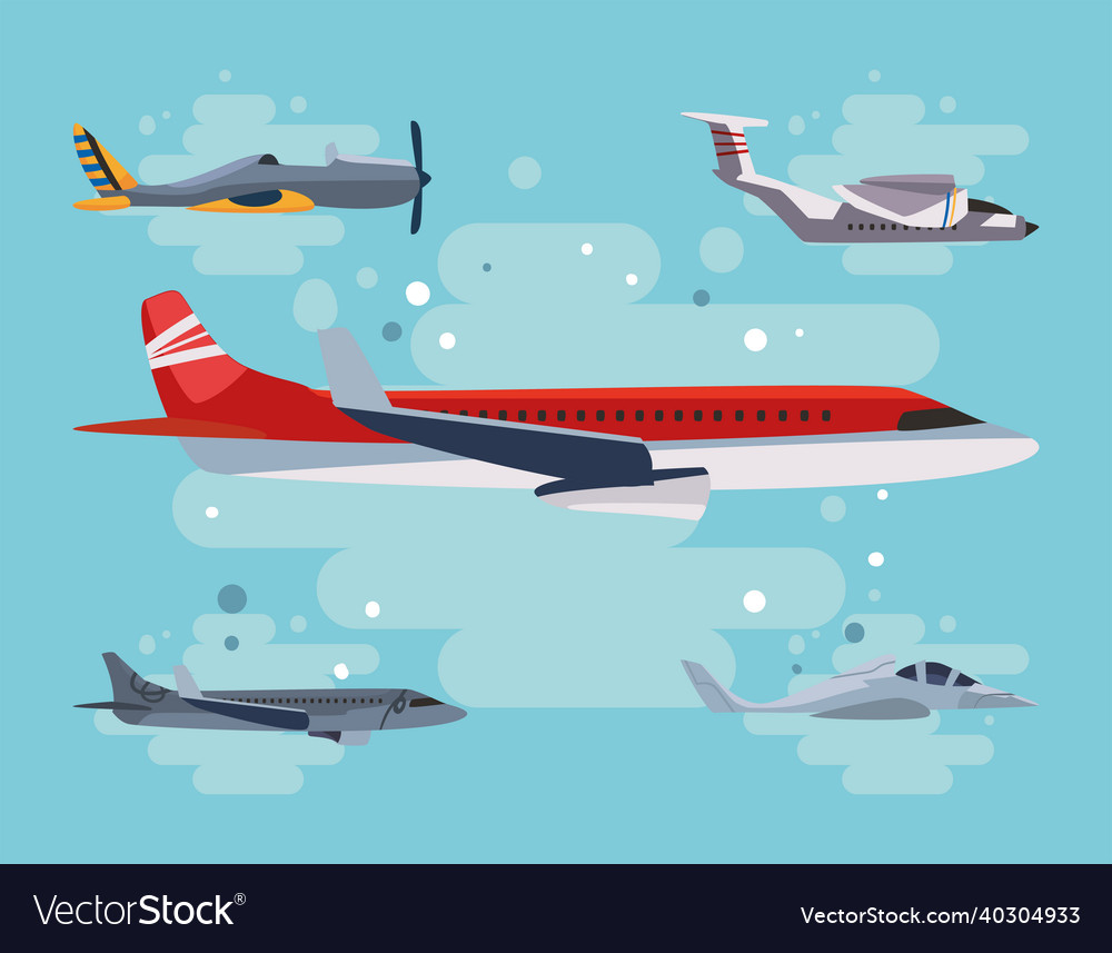 Five Fast Airplanes Royalty Free Vector Image - Vectorstock