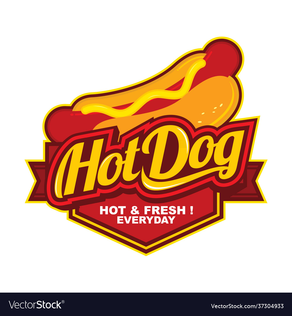 Hotdog badge logo design Royalty Free Vector Image