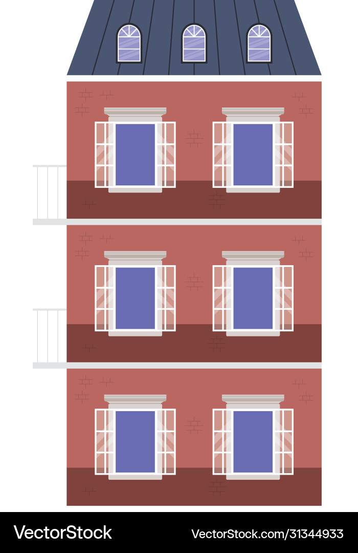 Isolated windows outside brown building Royalty Free Vector