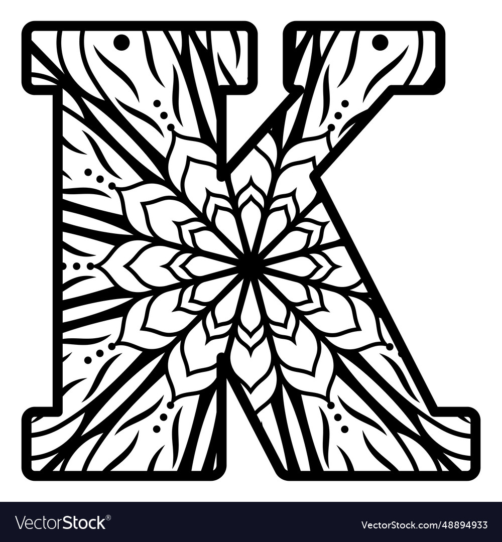 K letter mandala alphabet element