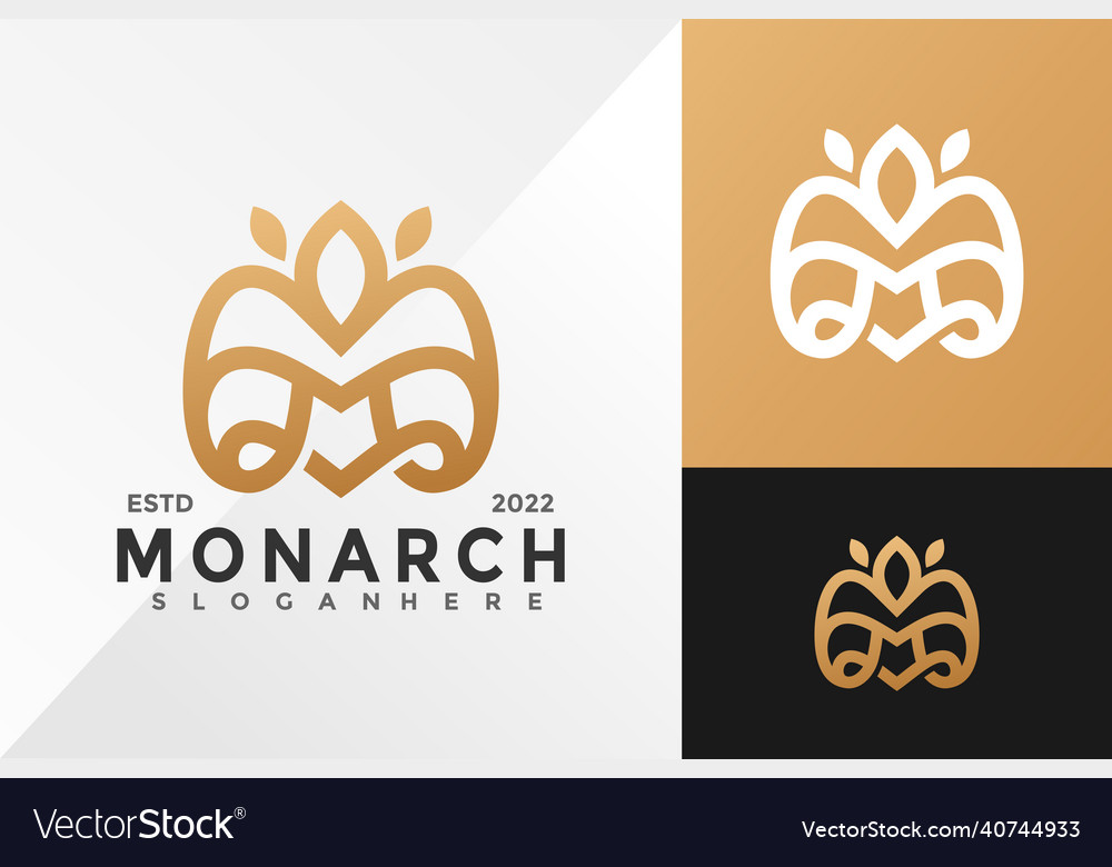 Buchstaben m monarch blatt logo design