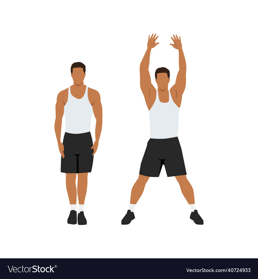 Man doing jumping jacks star jumps exercise Vector Image