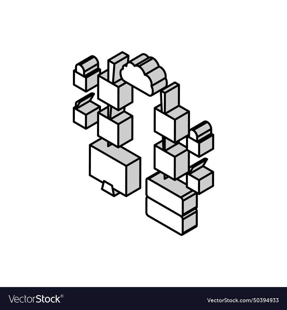 Multi-stage encryption isometric icon