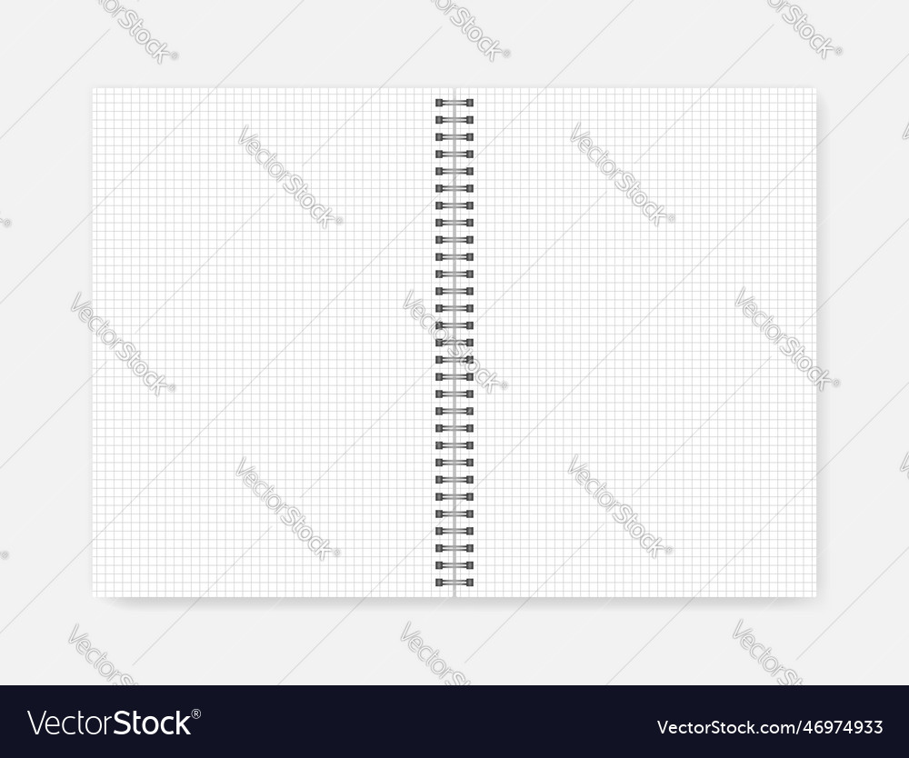 Open spiral bound white a4 notepad with squared vector image Open spiral bound white a4 notepad with squared