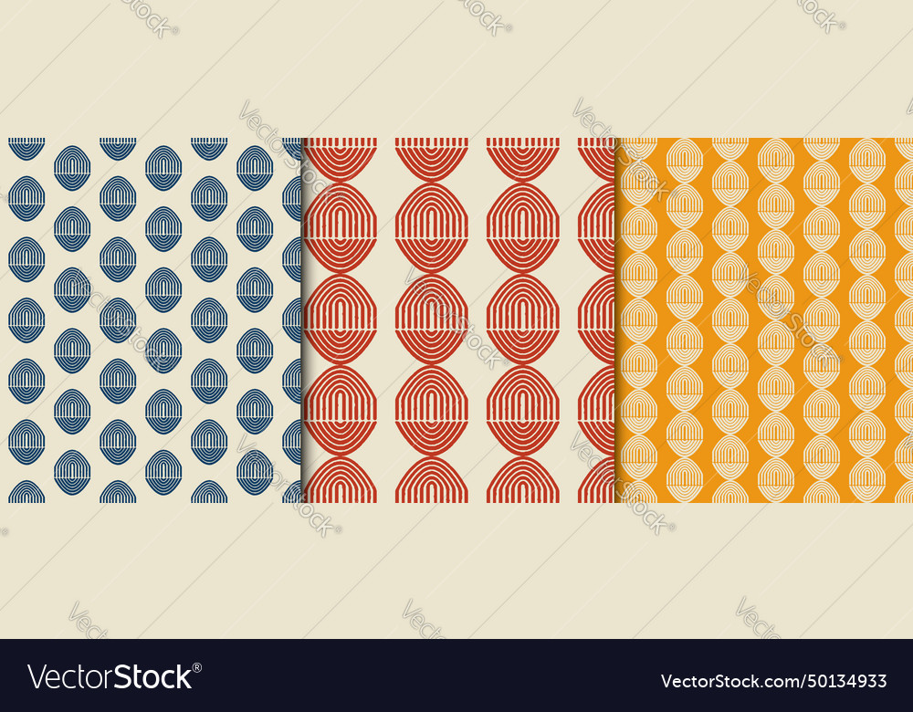 Set of three seamless patterns retro abstract vector image Set of three seamless patterns retro abstract