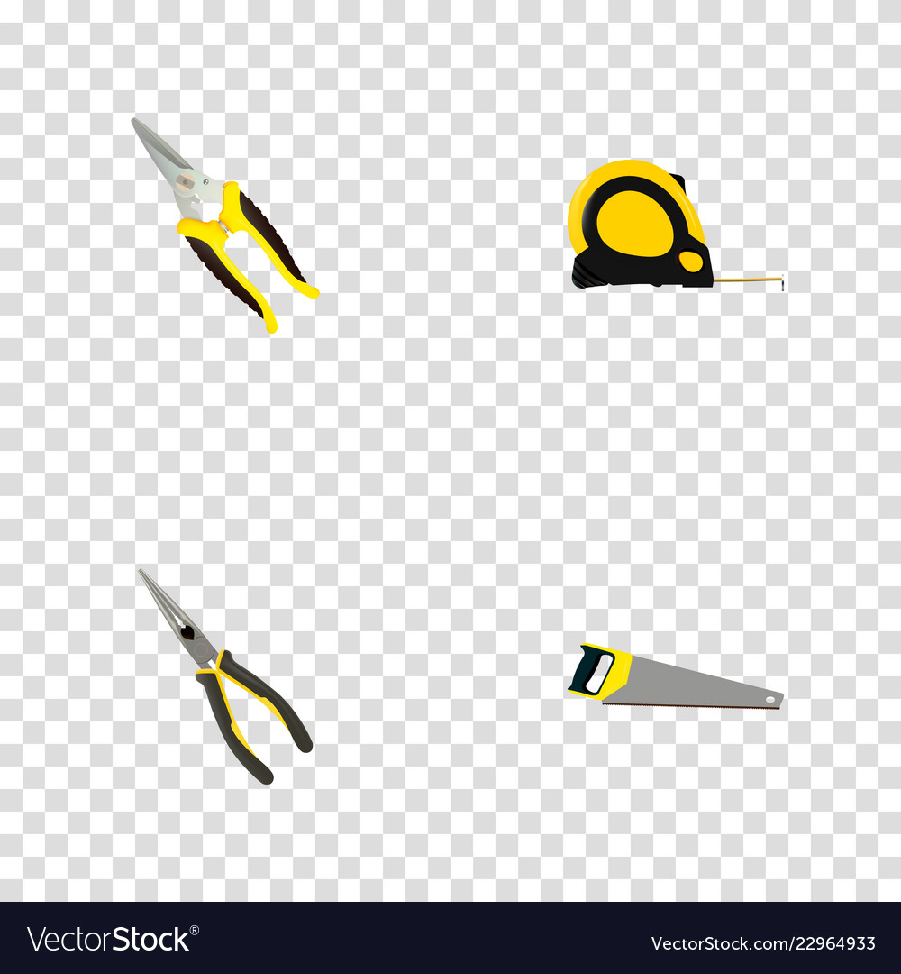 Set of tools realistic symbols with measure tape