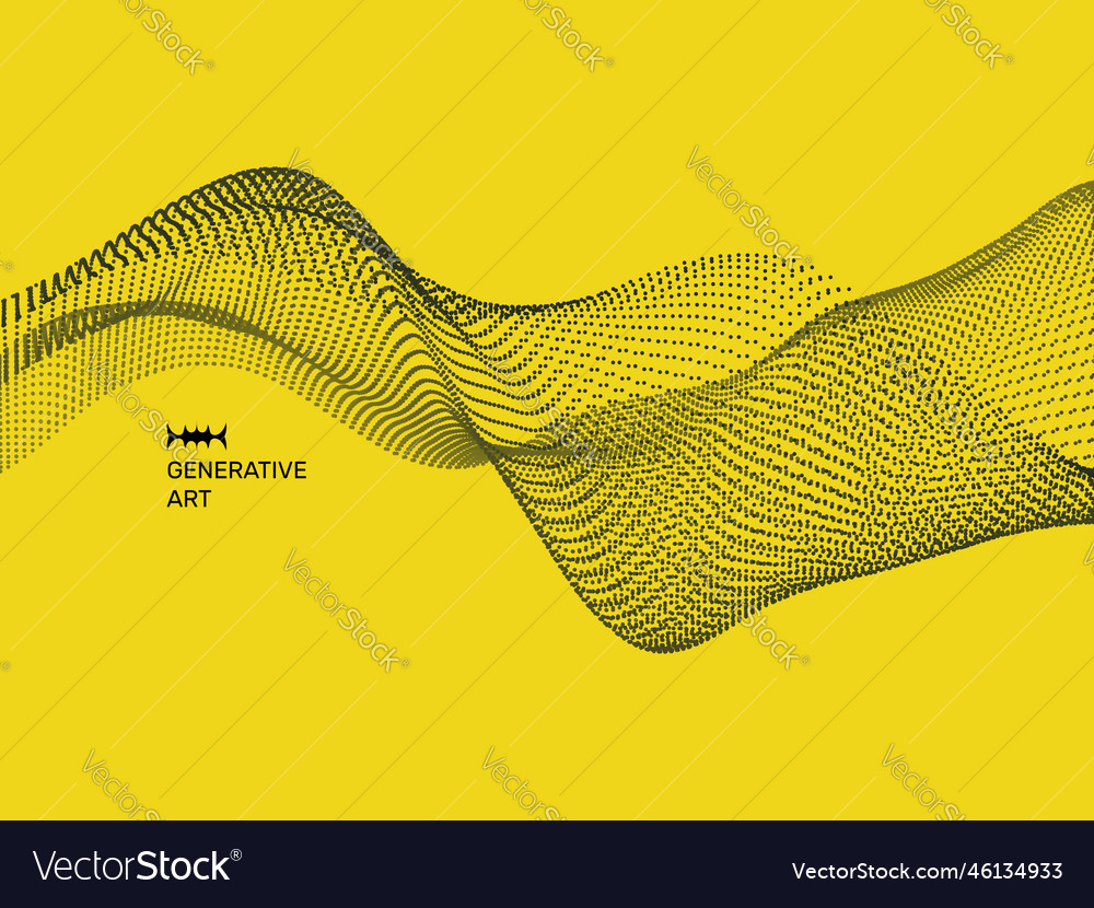 Wave background with dots network design vector image Wave background with dots network design
