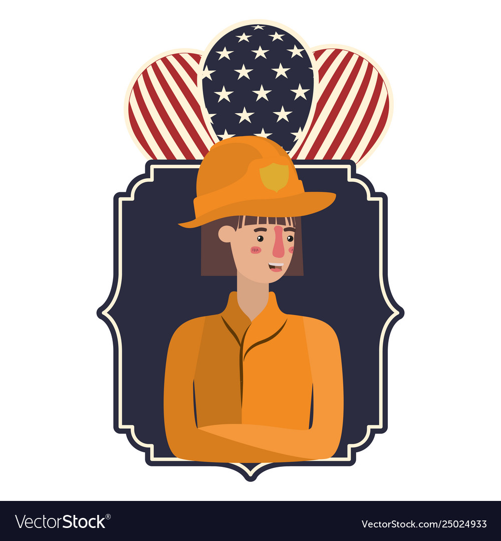 Woman firefighter celebrating labor day avatar Vector Image