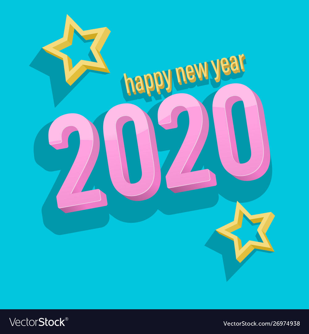 3d text happy new year 2020 vector image