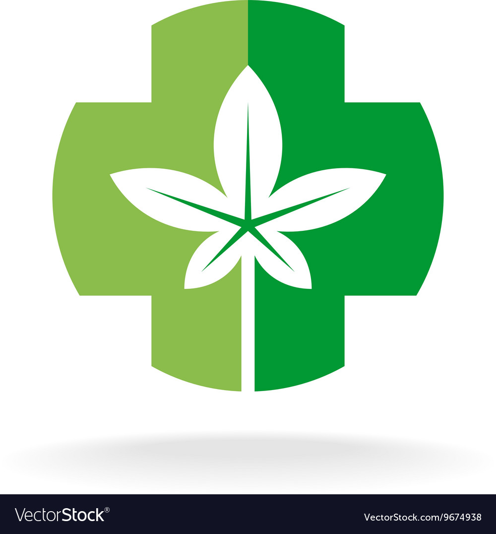 Cross and leaves logo medical pharmacy symbol Vector Image