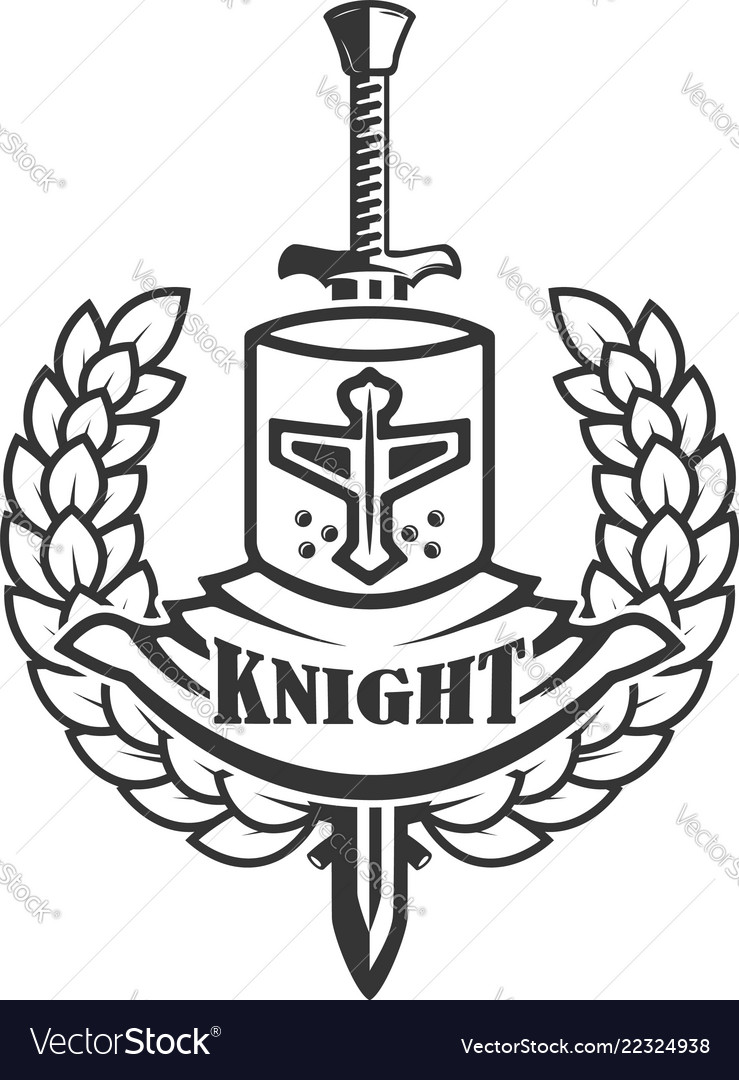 Emblem template with retro style knight helmet