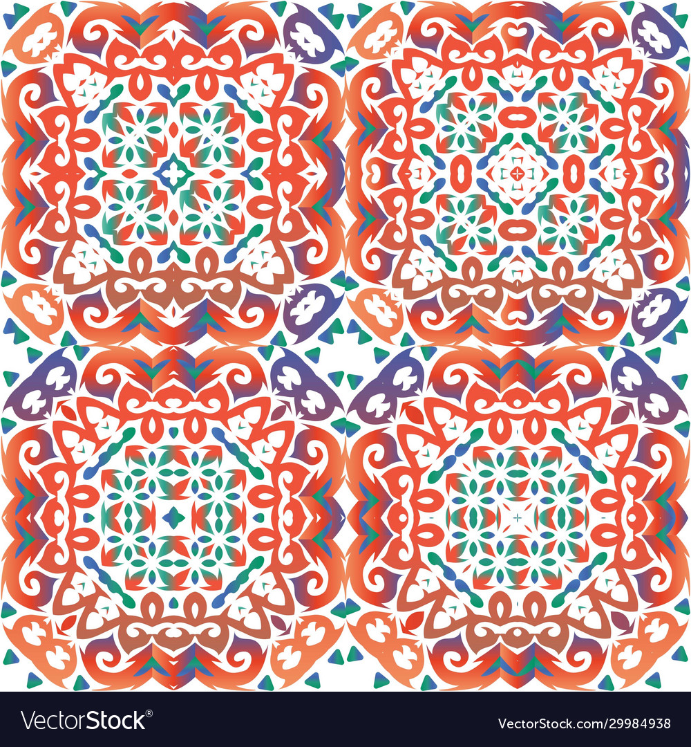 Ethnic Ceramic Tiles In Mexican Talavera Vector Image