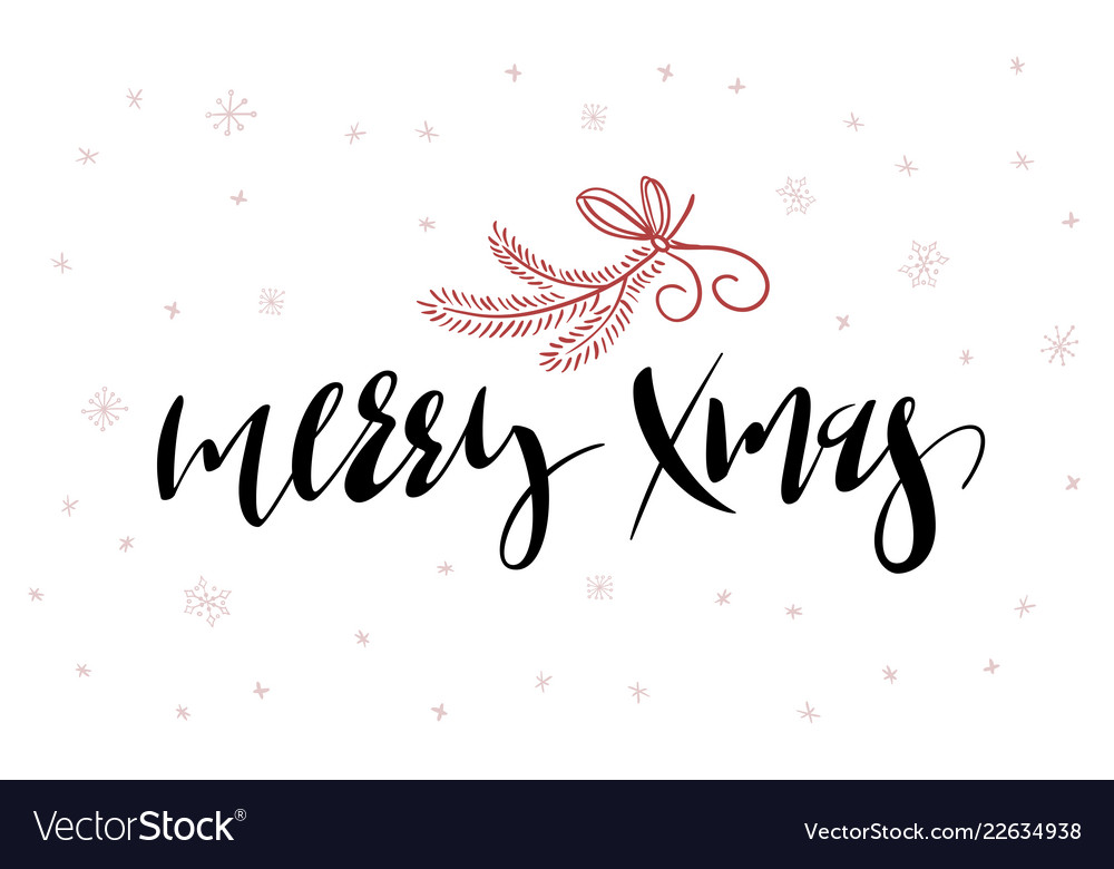 Hand lettering greeting merry christmas