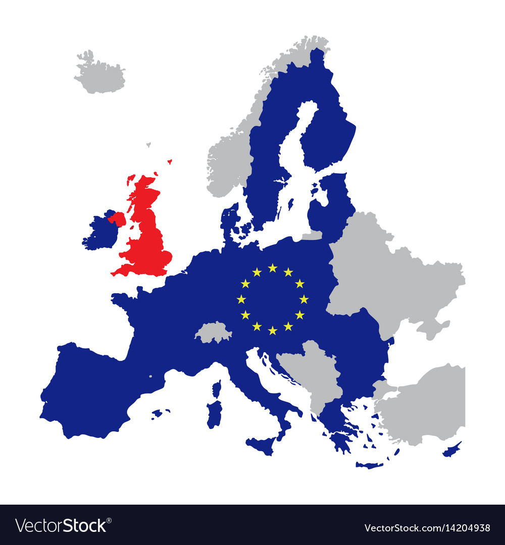 Map Of The Eu Map Of Europe With European Union Members Vector Image