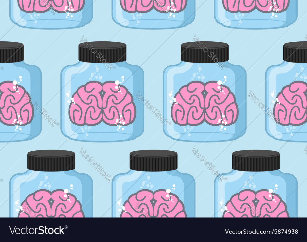 Pink brains jar seamless pattern
