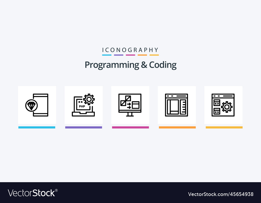 Programmierung und Kodierung Zeile 5 Icon Pack einschließlich