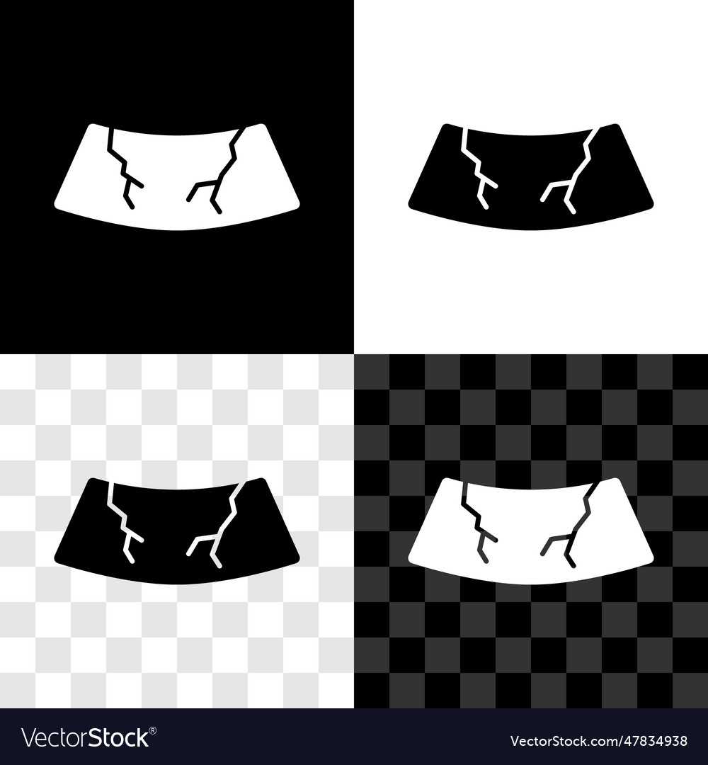 Set broken windshield cracked glass icon isolated vector image Set broken windshield cracked glass icon isolated