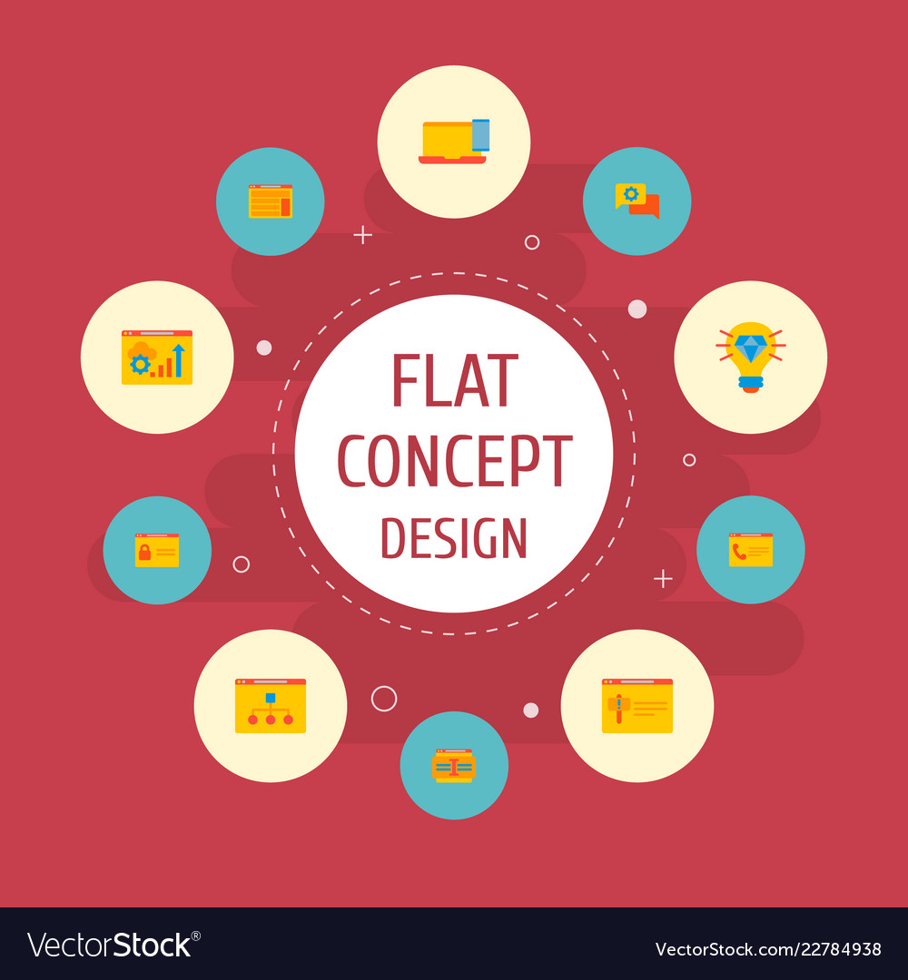Set of website development icons flat style vector image Set of website development icons flat style
