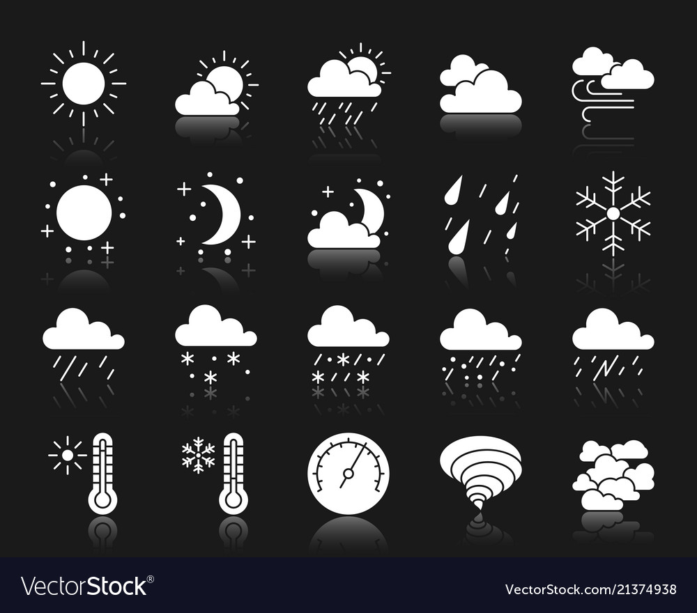 Wetter weiße Silhouette Icons Set