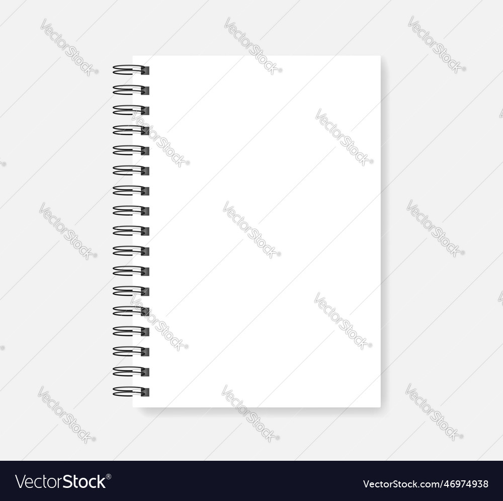 Wire spiral empty notebook - white a5 diary vector image Wire spiral empty notebook - white a5 diary