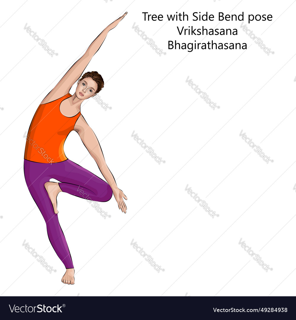 Young woman doing yoga vrikshasana Royalty Free Vector Image