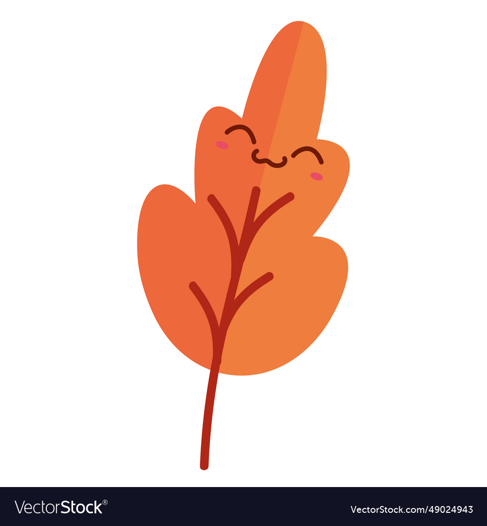 Autumn kawaii leaf Royalty Free Vector Image - VectorStock