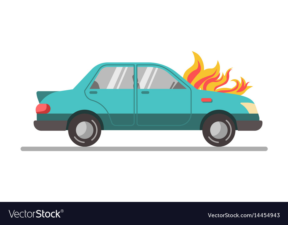 Car with burning engine Royalty Free Vector Image