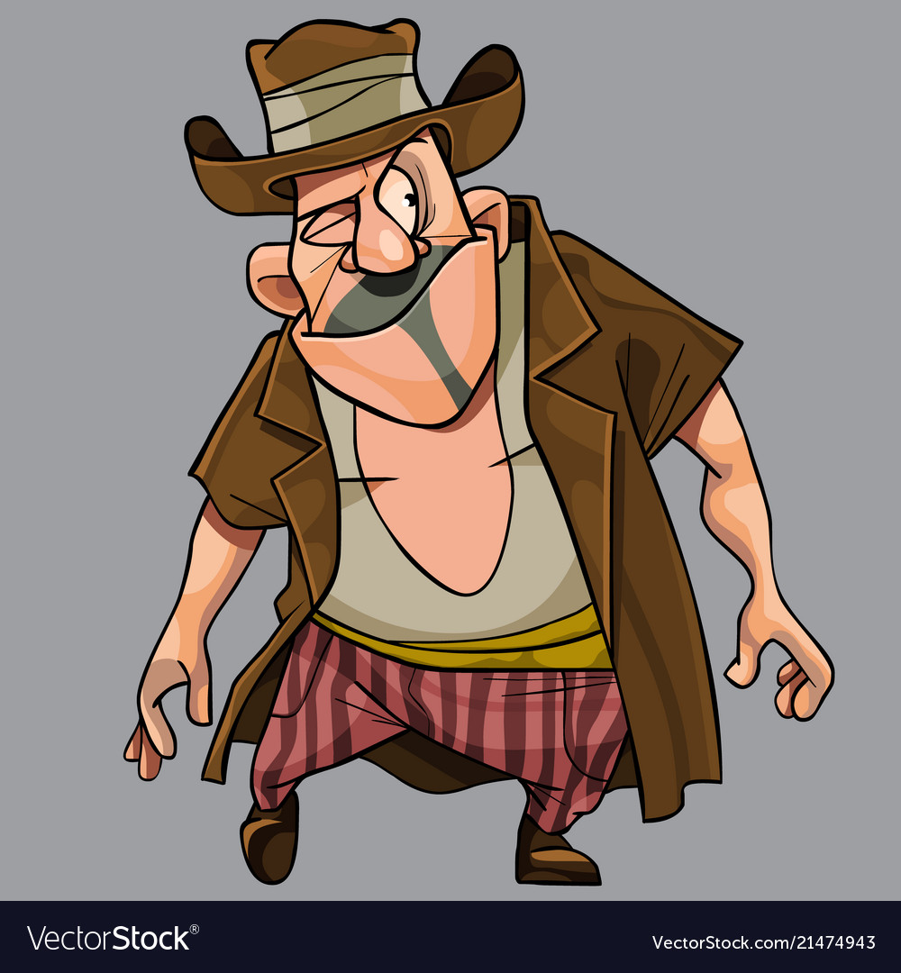 Cartoon funny with a cunning squinting man Vector Image