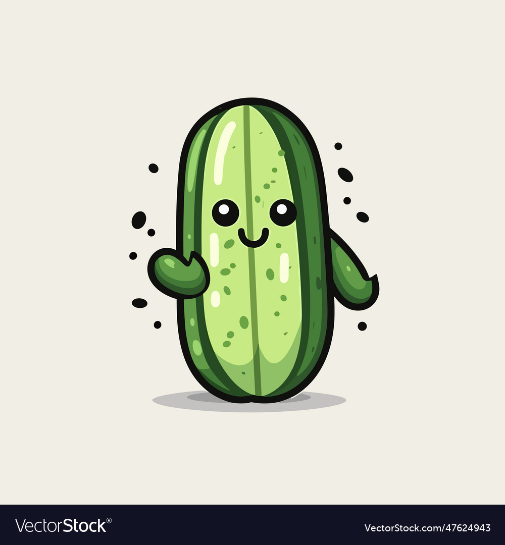 Cucumber hand-drawn doodle style cartoon Vector Image