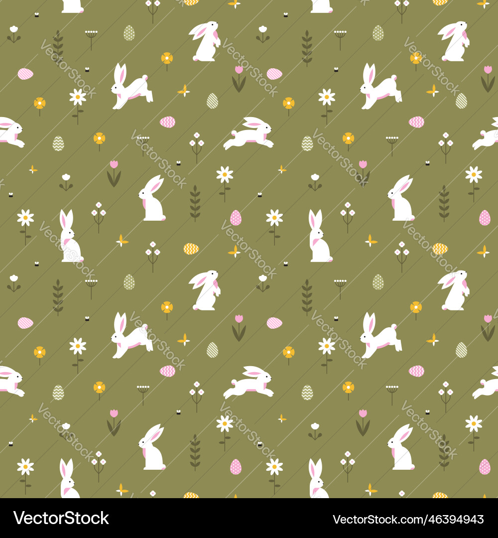 Easter seamless pattern with bunnies Royalty Free Vector