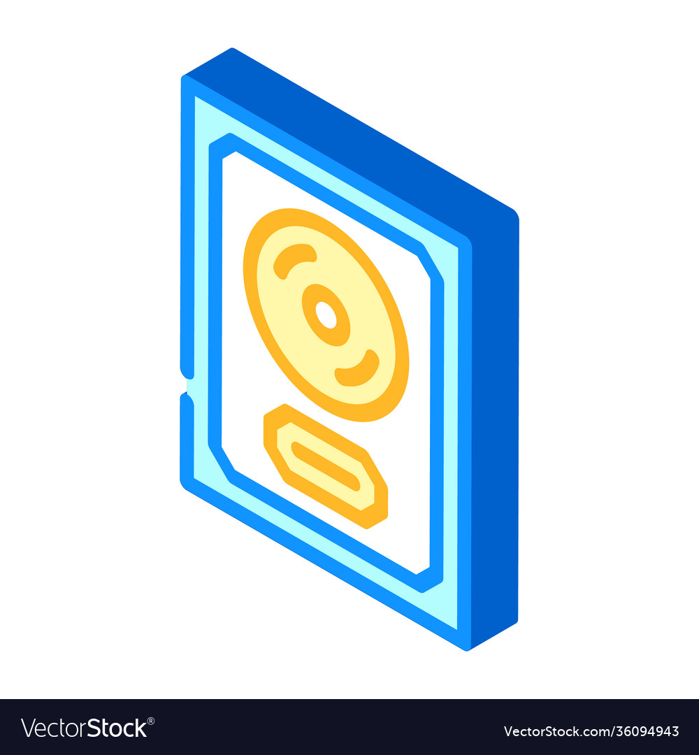 Gold disc isometric icon flat