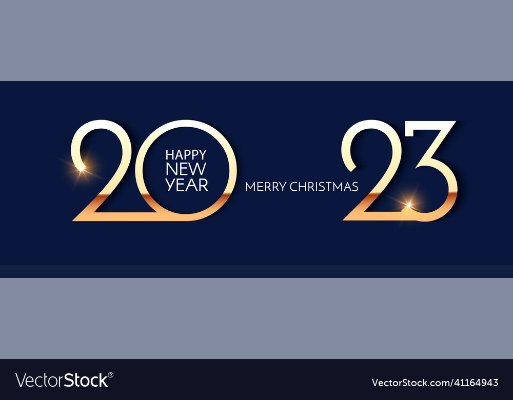 Happy New 2023 Year Elegant Gold Text With Light Vector Image