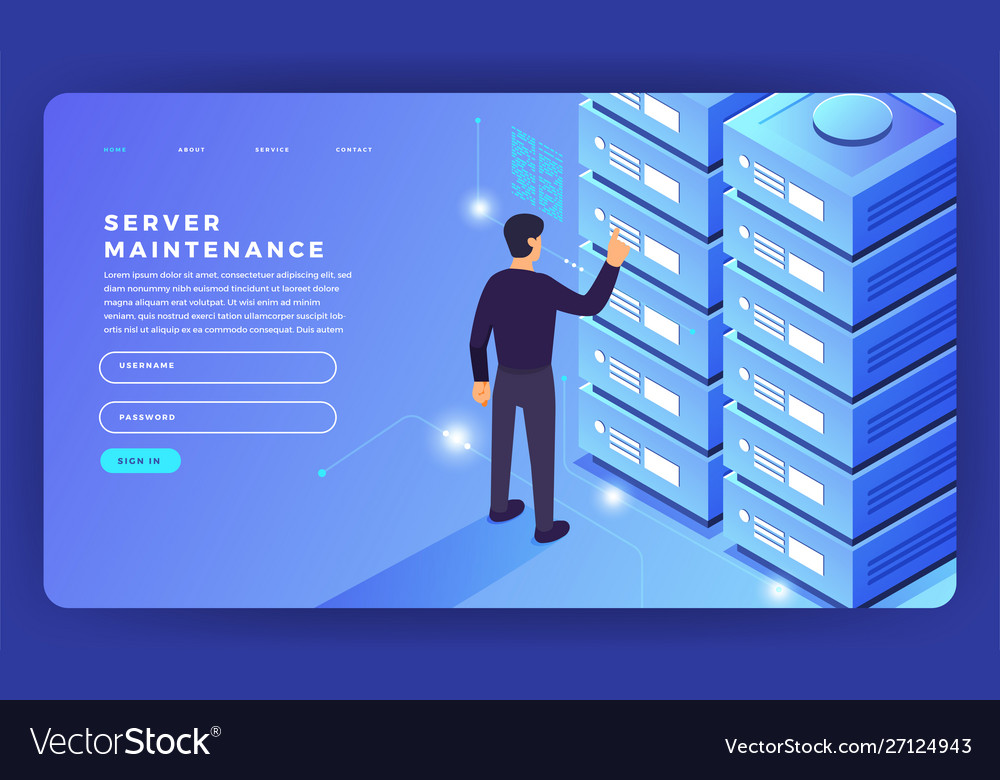 Mock-up design website flat concept server Vector Image