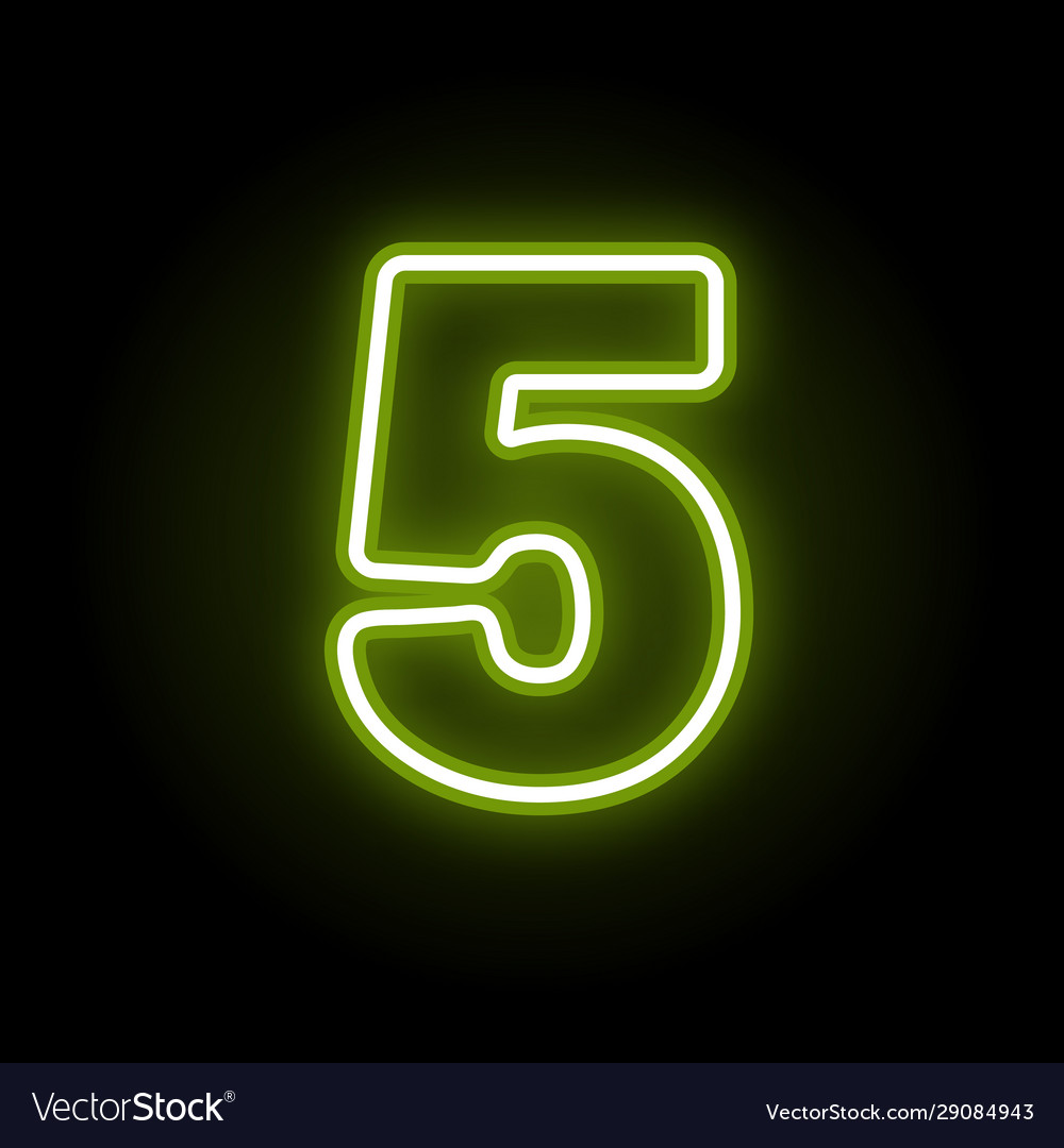 Neon Nummer 5 auf schwarz vector image Neon Nummer 5 auf schwarz