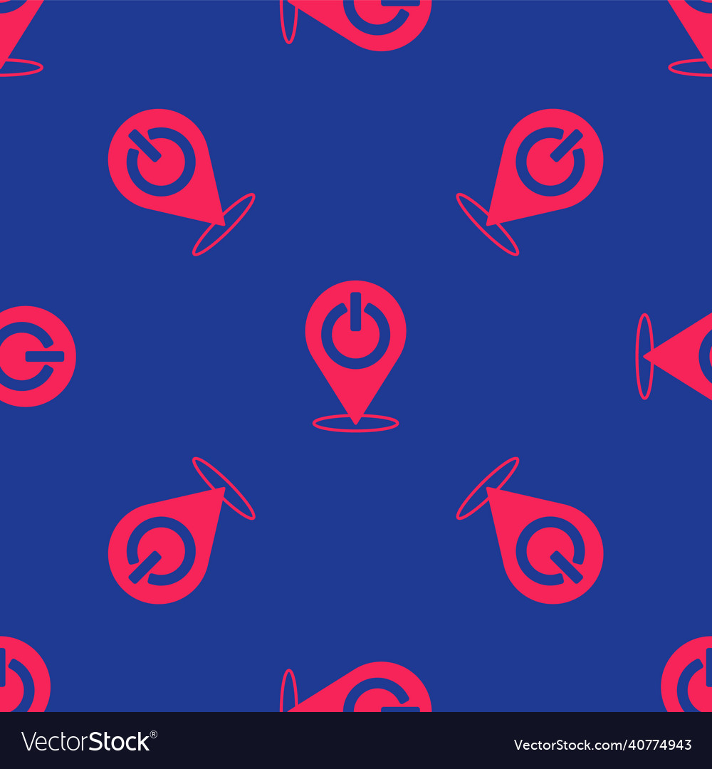 Red power button icon isolated seamless pattern