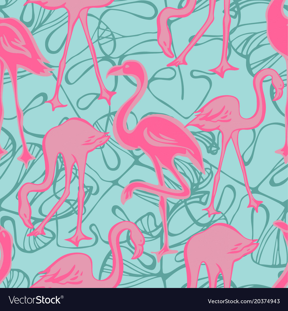 Seamless pattern with flamingo Royalty Free Vector Image