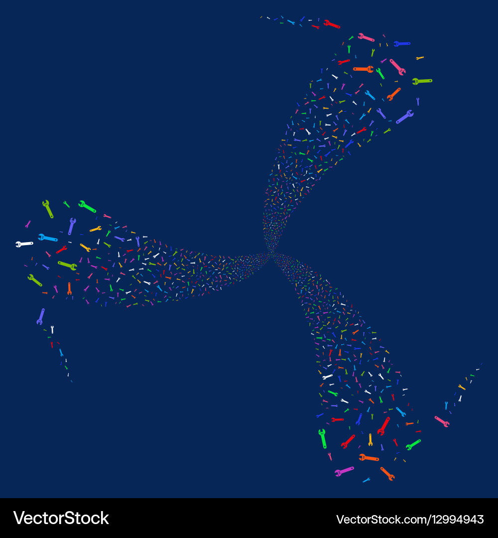 Spanner fireworks swirl rotation Royalty Free Vector Image